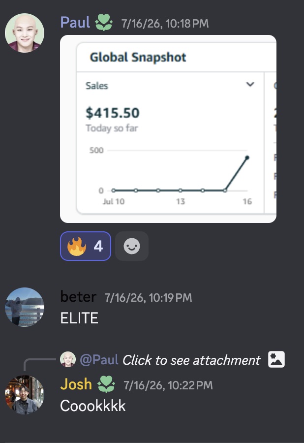 Student result screenshot showing global snapshot sales